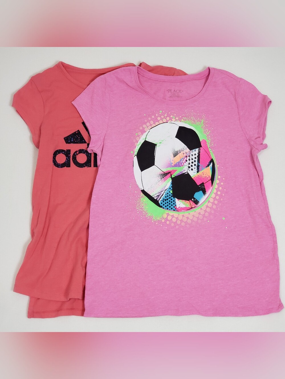 Set Of 2 Teen Girls Pink Short Sleeve Shirt Size 14 Athletic Casual